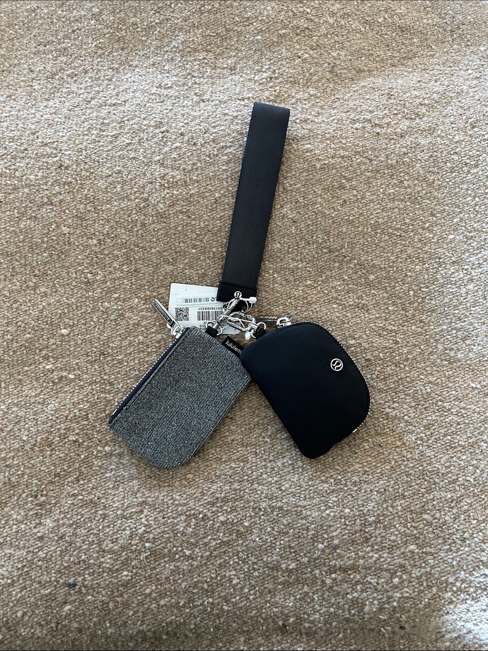 lululemon athletica Charcoal Grey and Silver Dual Pouch Wristlet